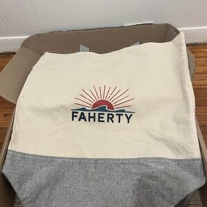 Faherty Canvas Tote Bag - Cream and Gray
